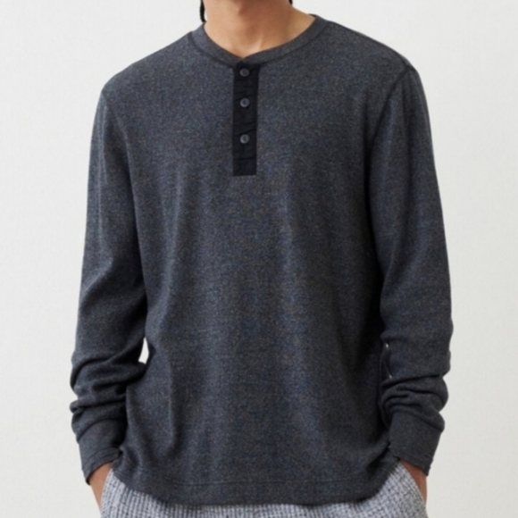 Roots Men's XL Killarney Henley Pepper Gray Black Shirt Cotton Sweater - Picture 11 of 11